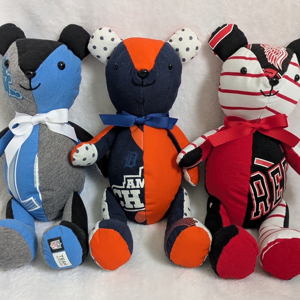 Colorful Patchwork Teddy Bears Set - Picture 2 of 3